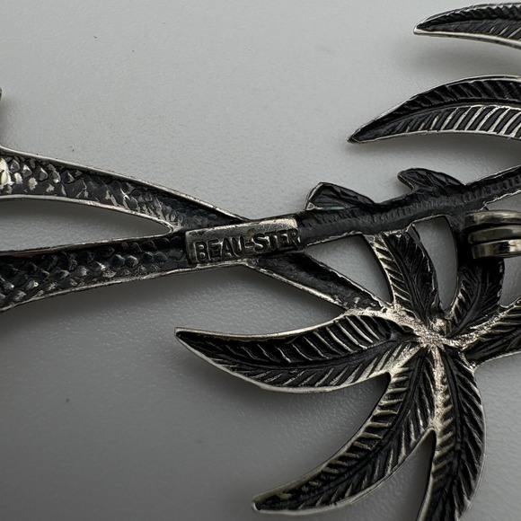Vintage Beau Sterling Silver Palm Tree Brooch Pin Tropical Beach 1.85in 3.53g - Picture 4 of 7